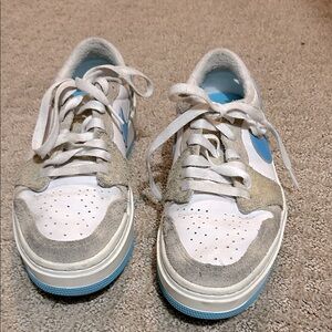 Nike Jordan Low-top Beige, White and Blue Sneakers